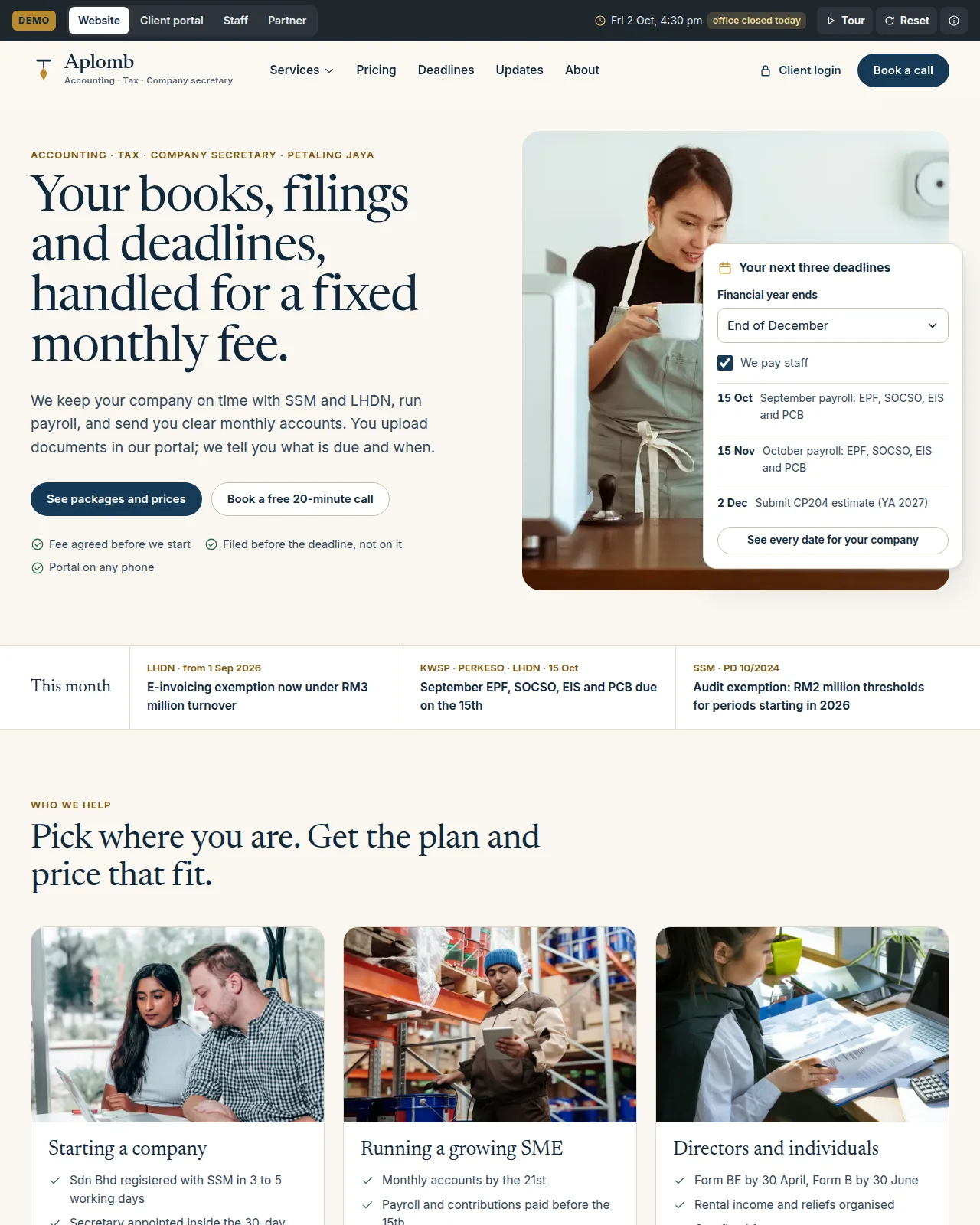 Aplomb Accounting — website screenshot