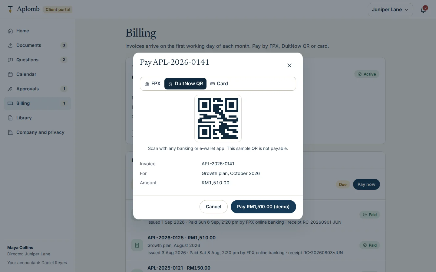 Invoices and plan payments