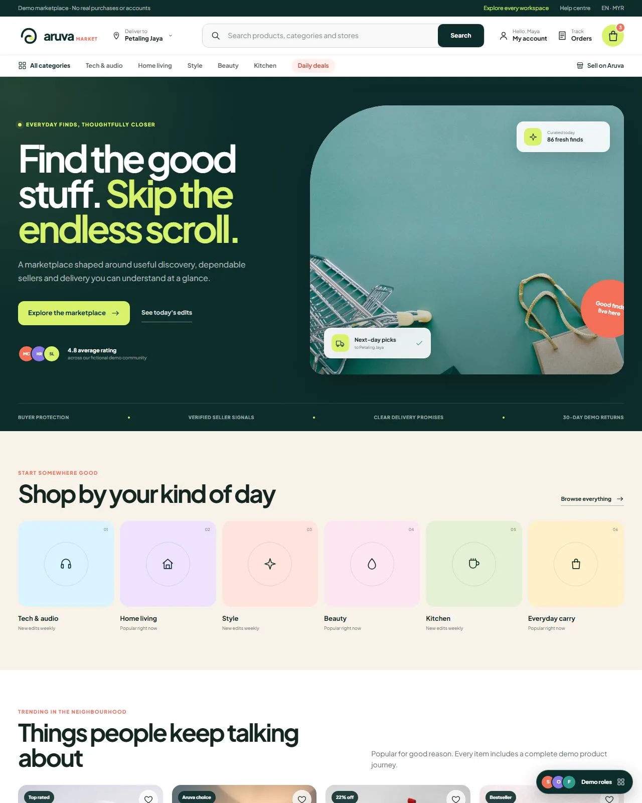 Aruva Marketplace — website screenshot