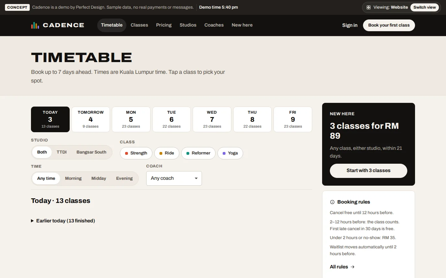 Timetable