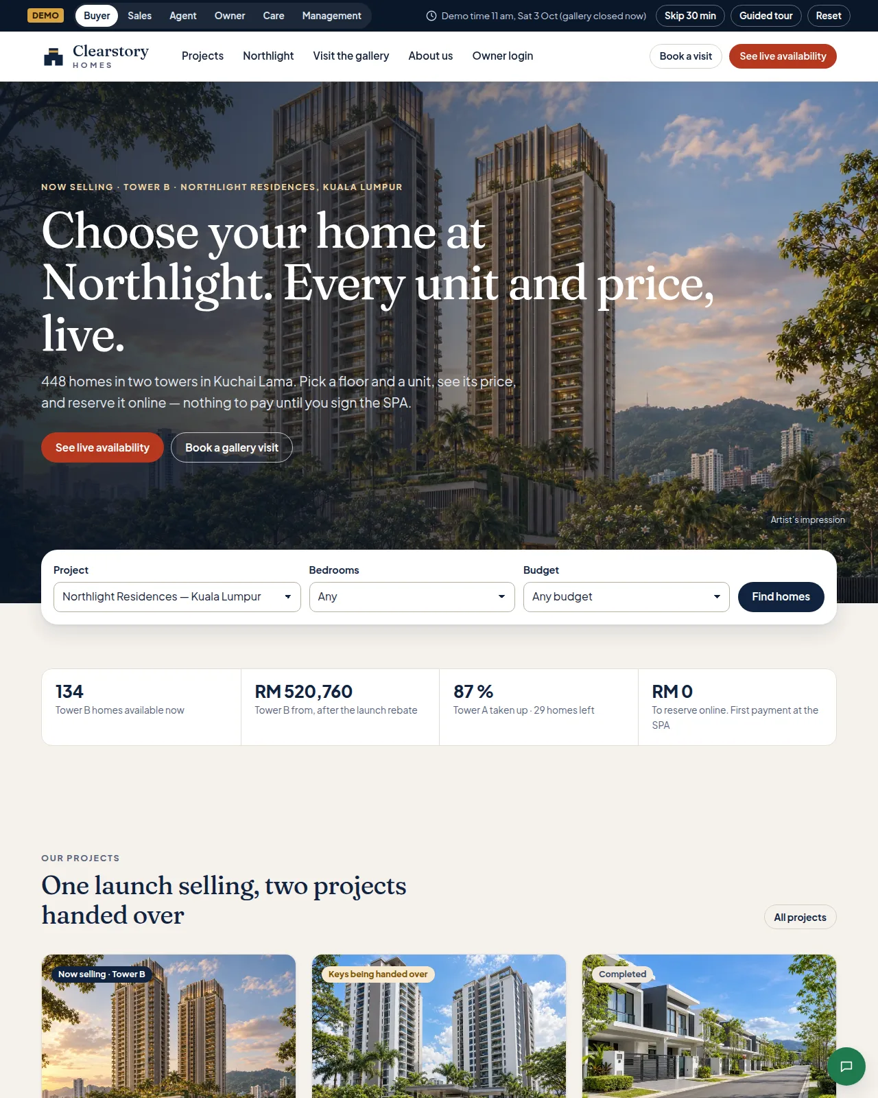 Clearstory Homes — website screenshot