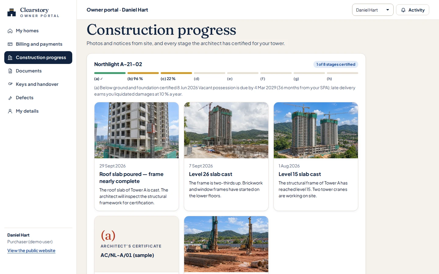 Construction progress