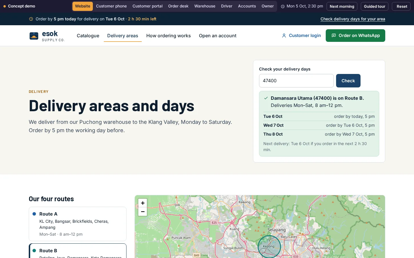 Delivery days by postcode