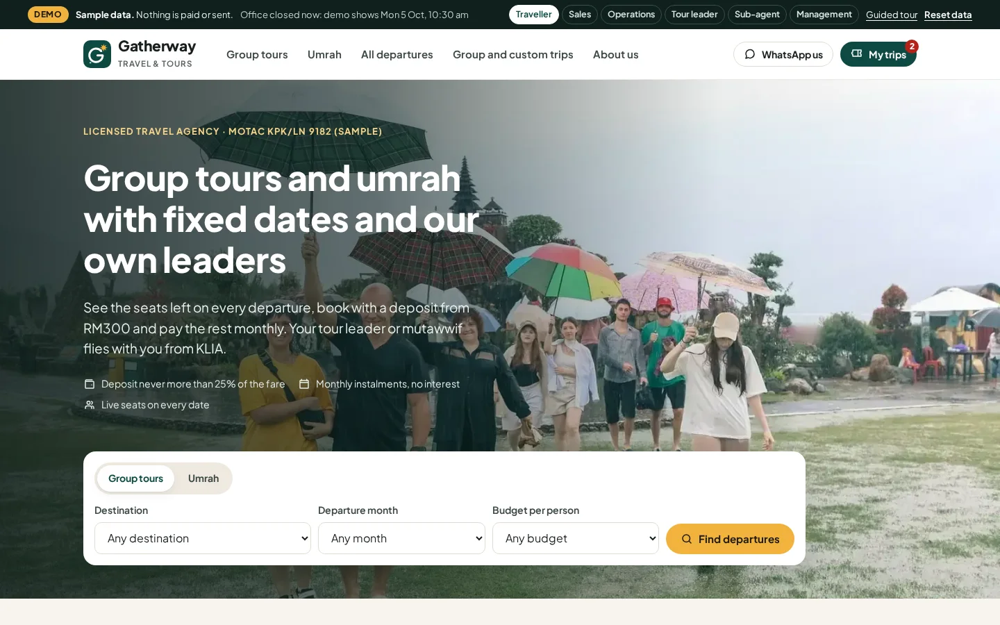 Gatherway Travel & Tours — Tour and umrah agency booking system