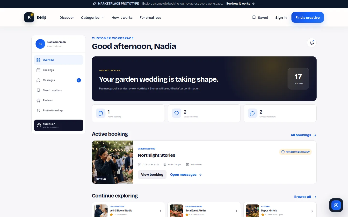 Customer workspace