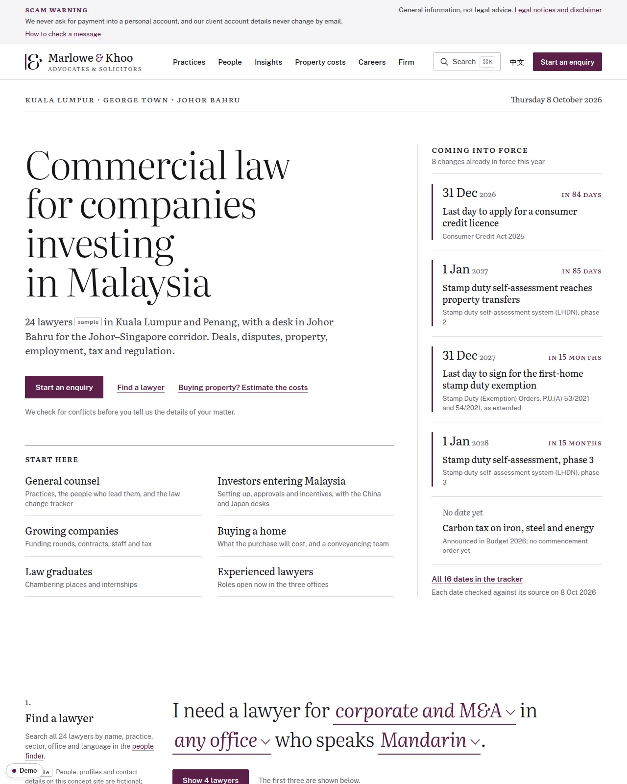Marlowe & Khoo — website screenshot