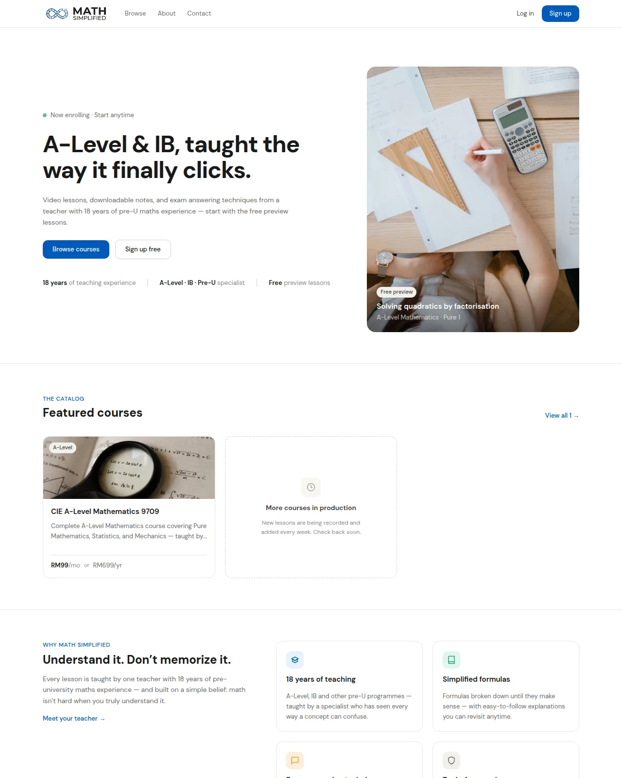 Math Simplified — website screenshot