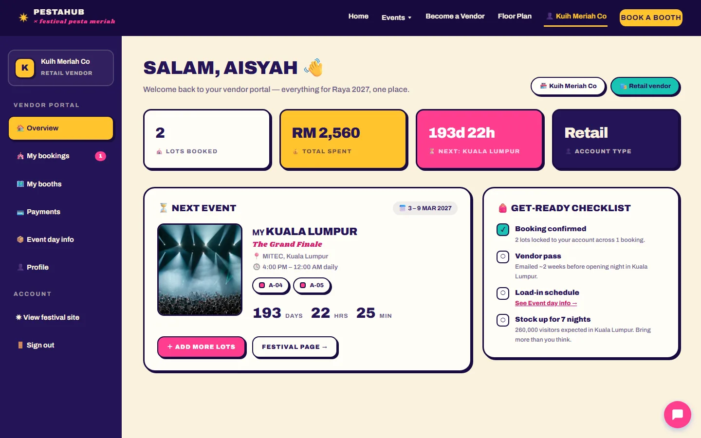 Merchant dashboard