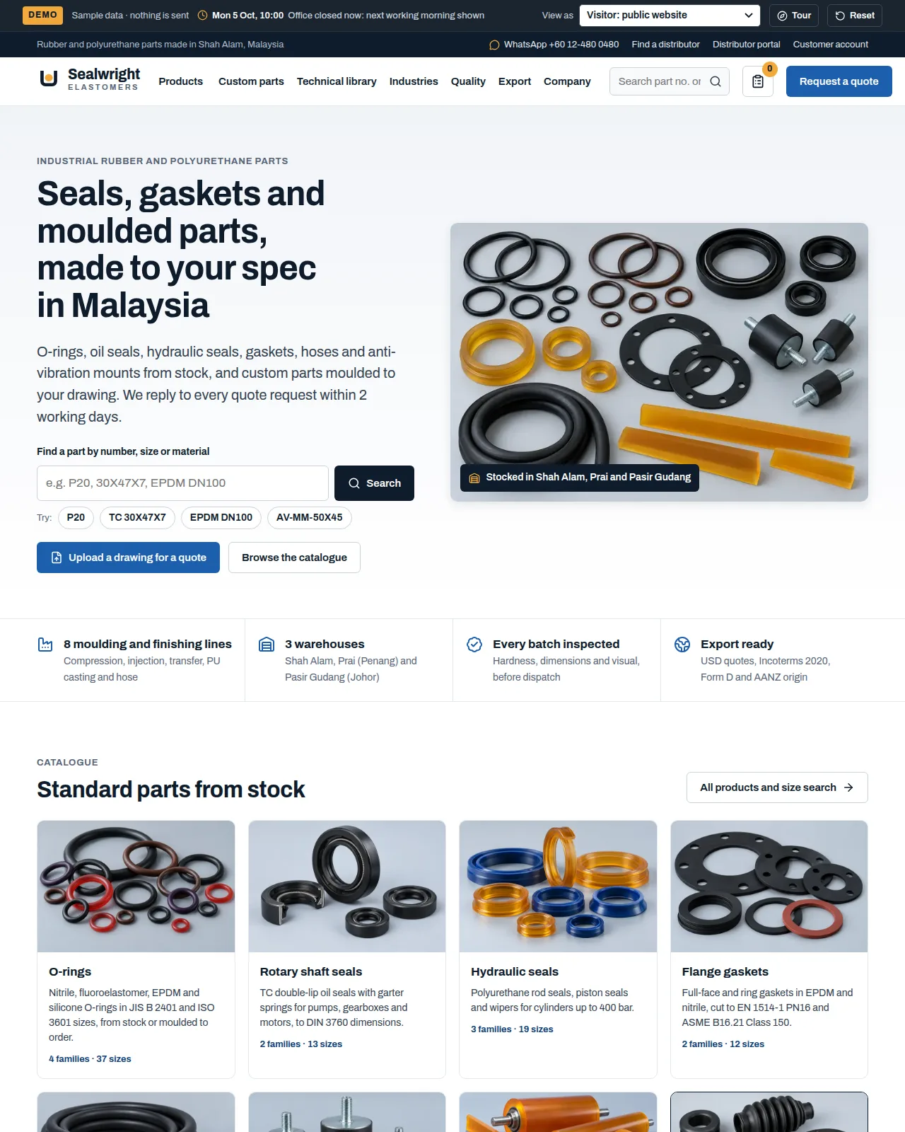 Sealwright Elastomers — website screenshot