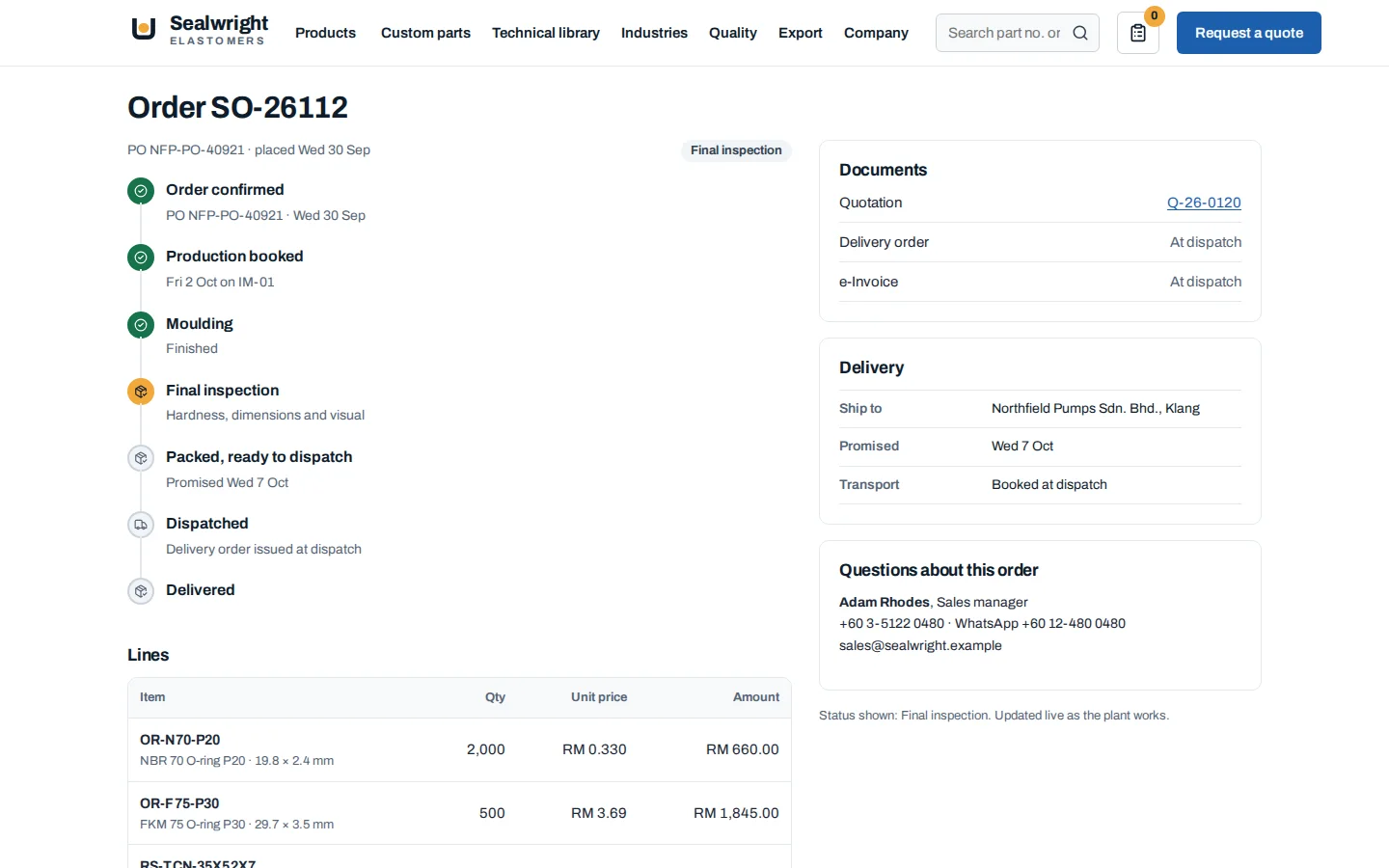 Order tracking
