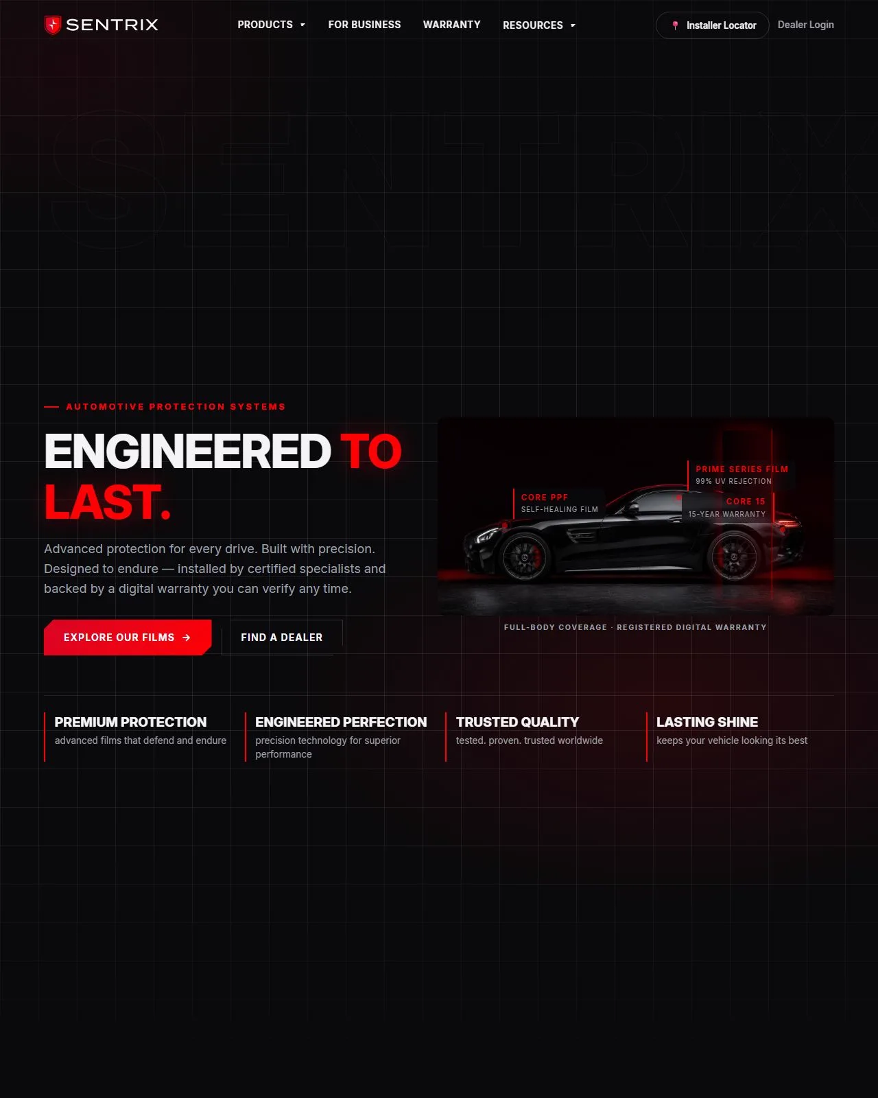 Sentrix Auto — website screenshot