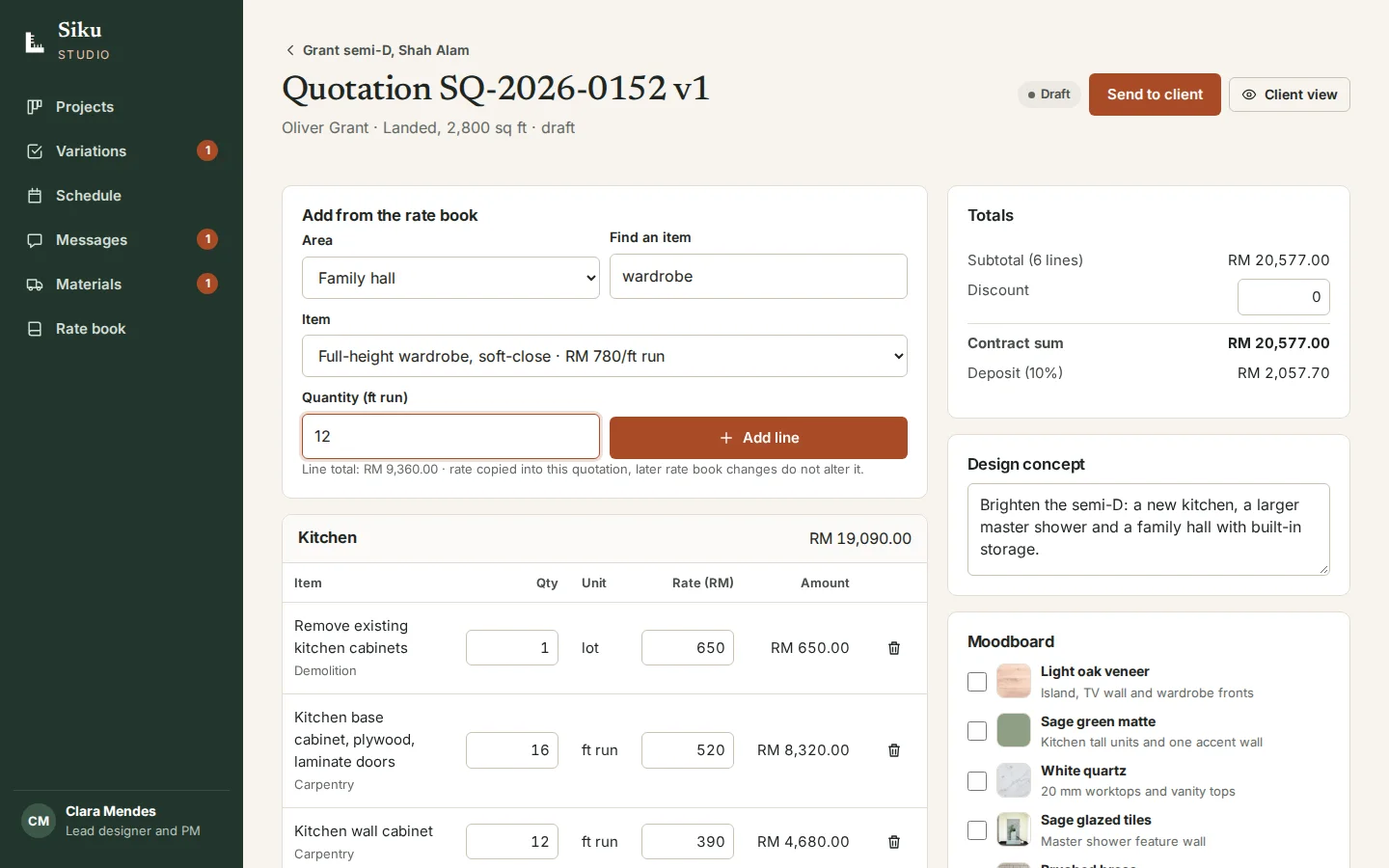 Quotation builder