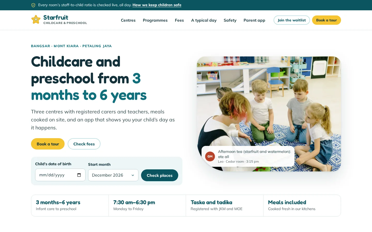 Starfruit Childcare & Preschool — Childcare parent app, teacher app and centre office