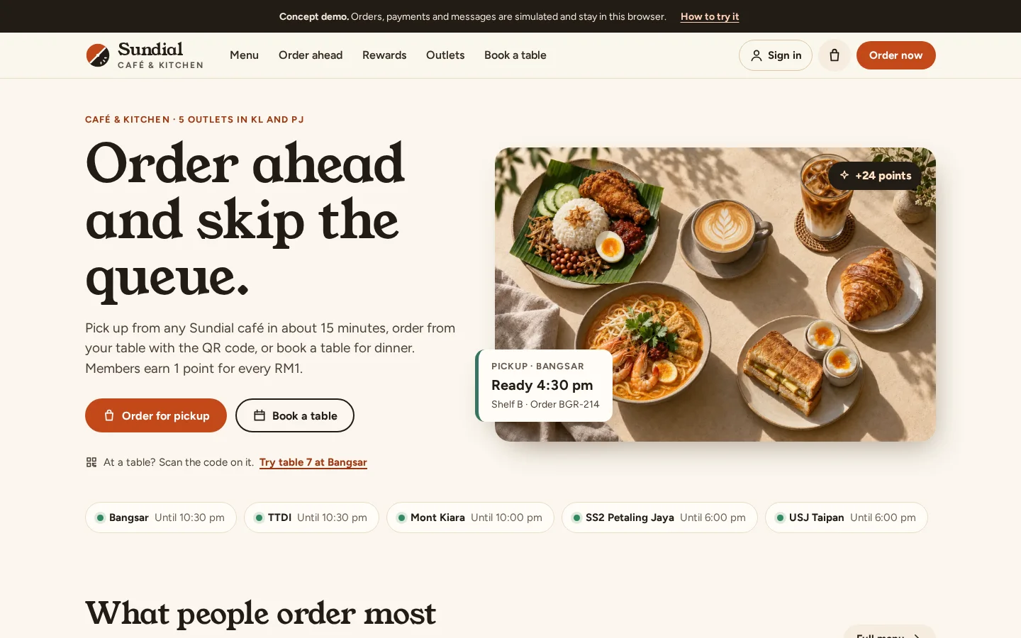 Sundial — Restaurant ordering and loyalty app