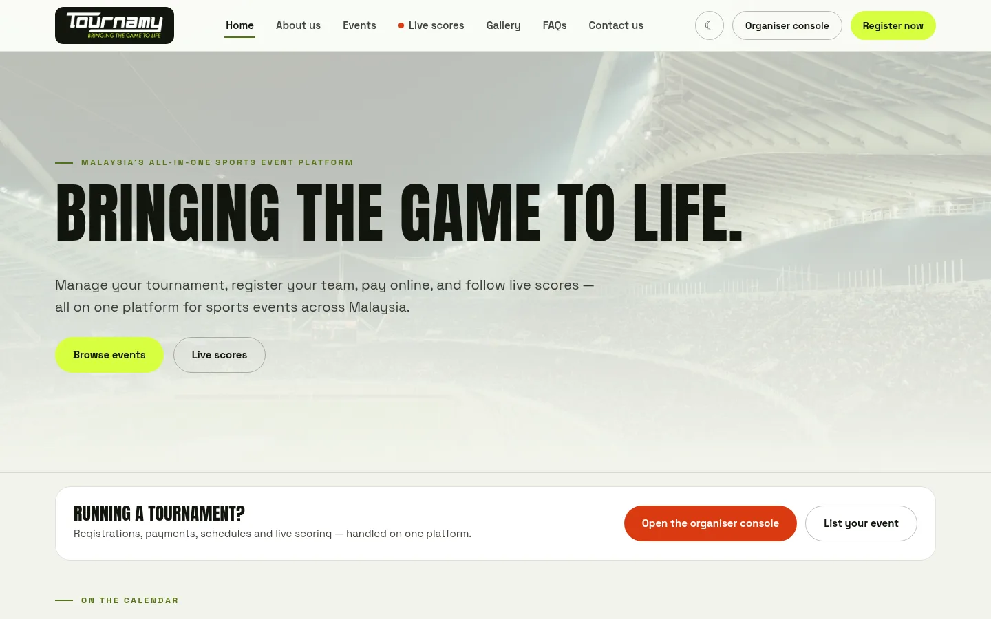Tournamy — Sports events platform