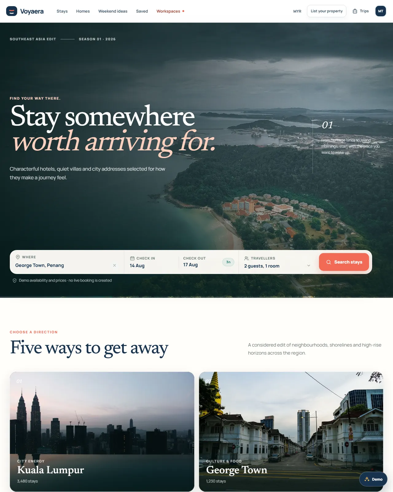 Voyaera — website screenshot