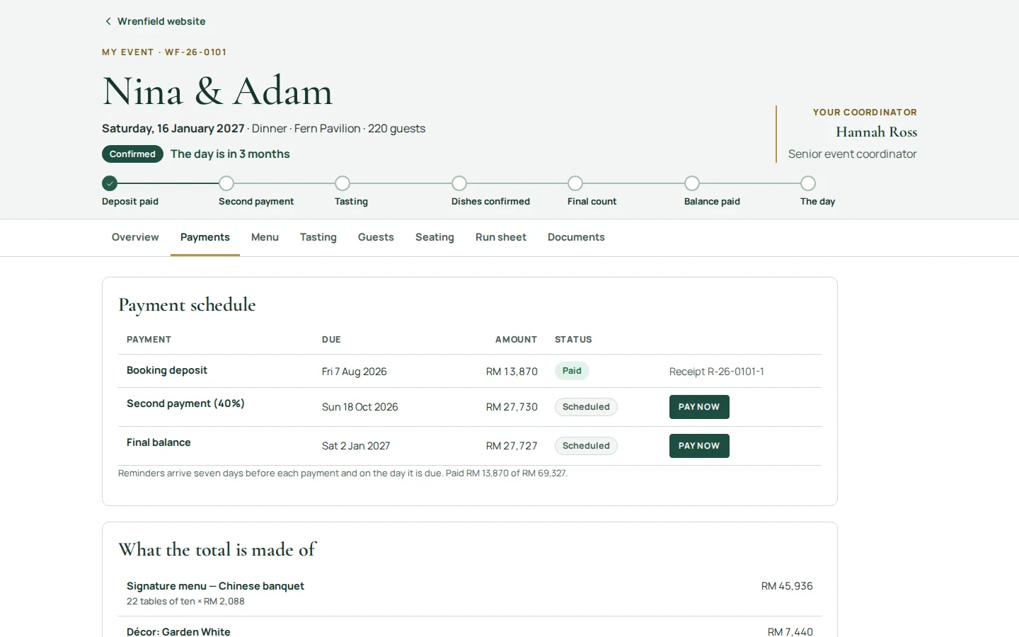 My event: payments